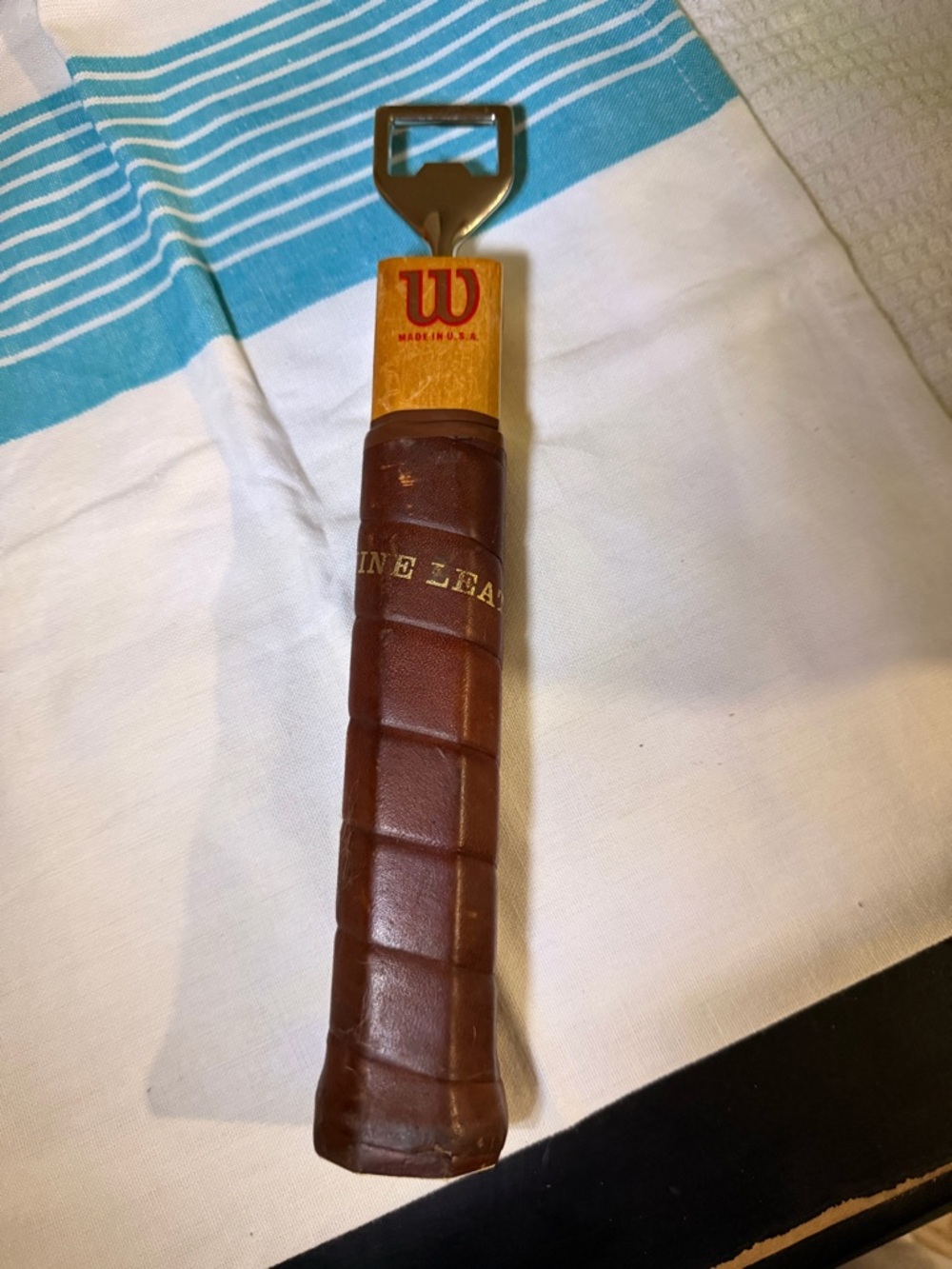 Wilson Tennis Racquet Handle Bottle Opener - Brown Leather